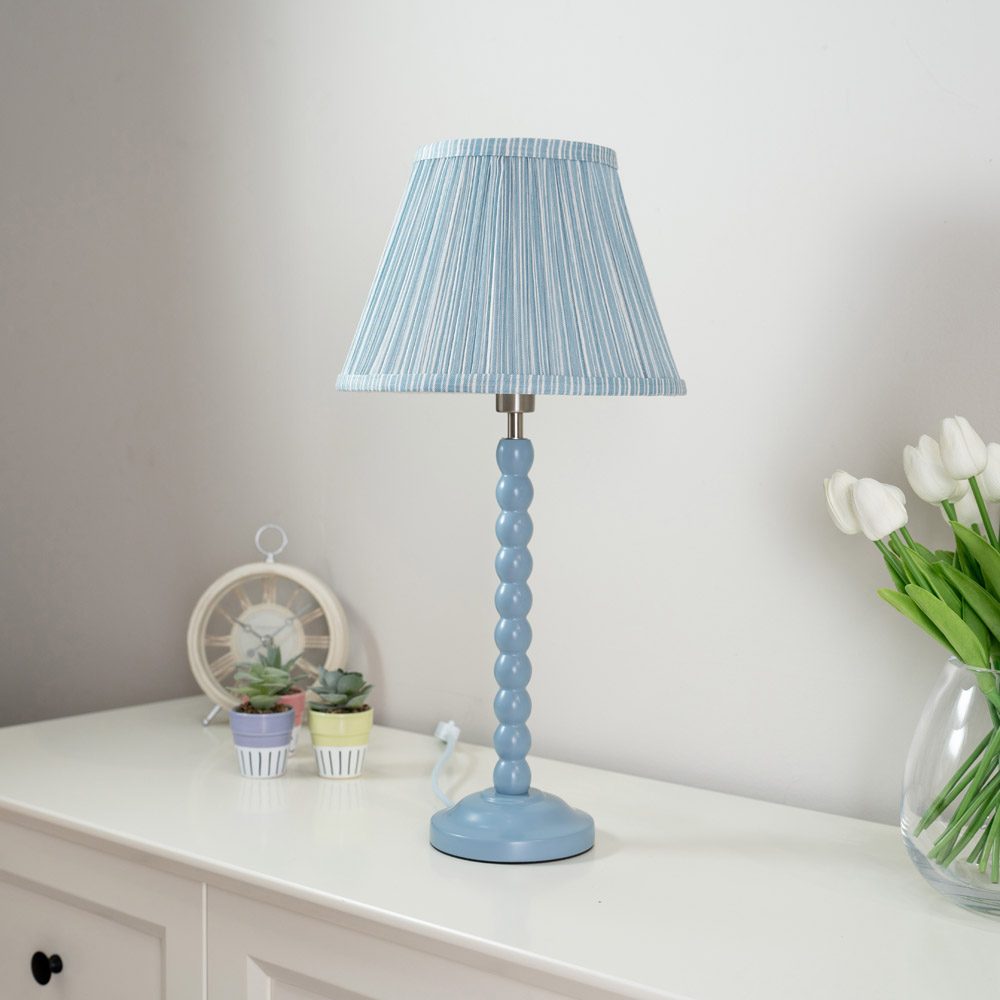 ValueLights Bobbins Blue Stripe Shade Powder Blue LED Floor Lamp Image 5