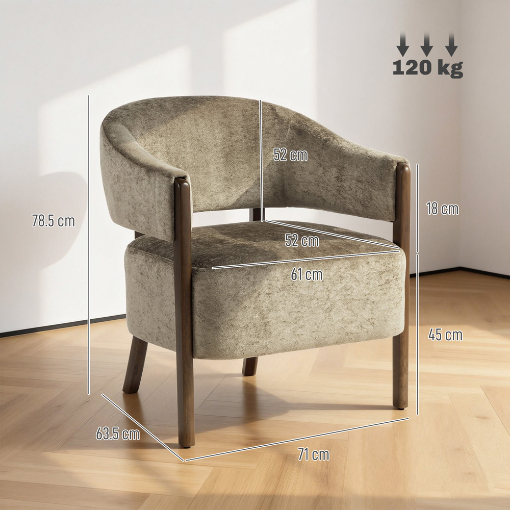 Portland Light Brown Upholstered Accent Chair with Solid Wood Legs Image 9