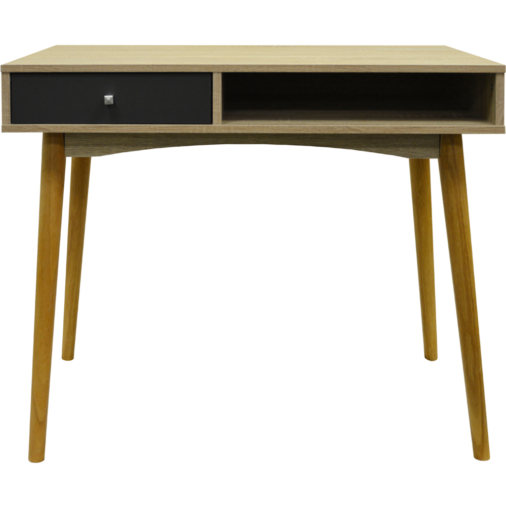 Watsons Industrial Single Drawer Single Shelf Computer Desk Oak and Grey Image 3