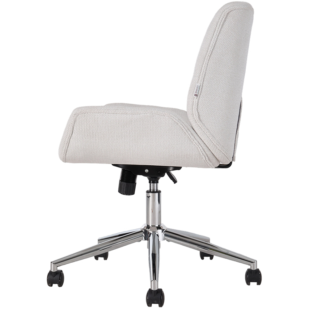 Living and Home White Chenille Swivel and Adjustable Retro Office Chair Image 4