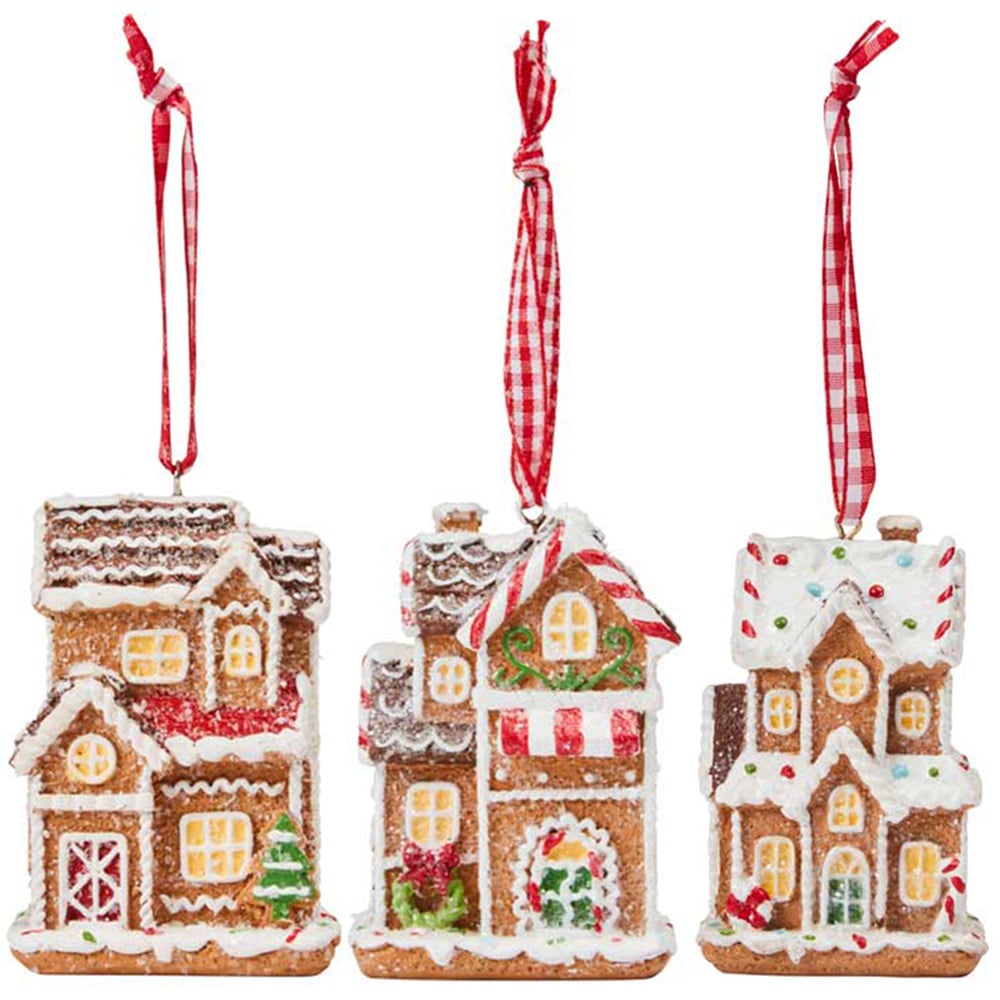 Marco Paul Gingerbread Town House Pendant Decoration 3 Pack Image 1