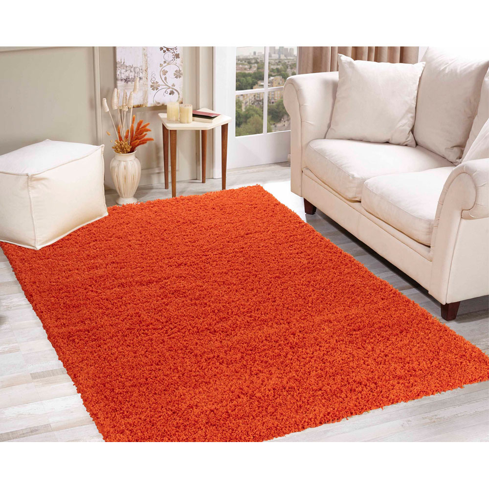Desire Rugs Oxford Orange Plain Shaggy Rug 200 x 290cm Image 4