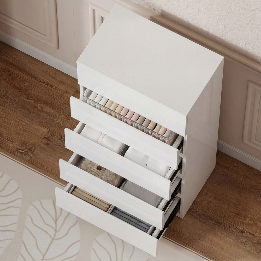 Portland 5 Drawer White Bedroom Chest of Drawers Image 7