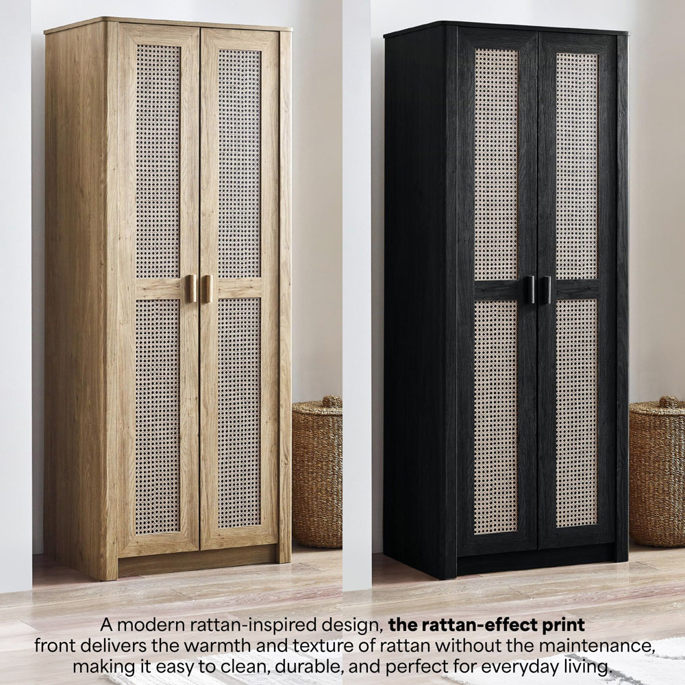 Julian Bowen Sydney 2 Door Black Ash Wardrobe Image 8