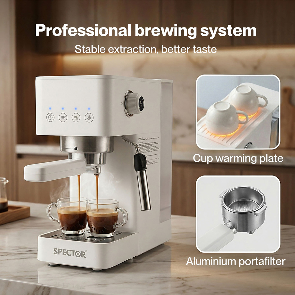Spector COFF1006-WH-UK 20 Bar Coffee Machine Maker 1350W Image 6