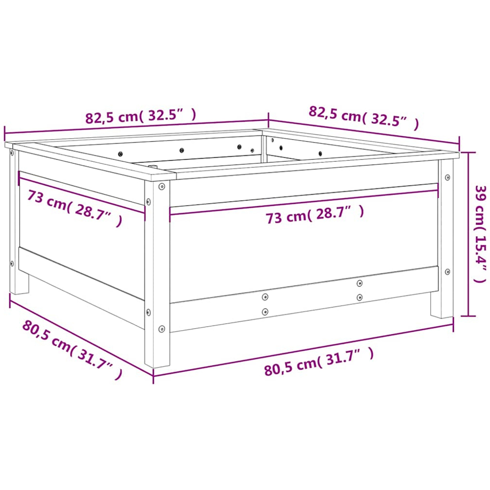 vidaXL Honey Brown Solid Pine Wood Garden Planter 39 x 82.5 x 82.5cm Image 8