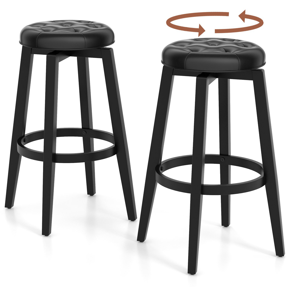 Costway Black Swivel Bar Stool Set of 2 Image 3
