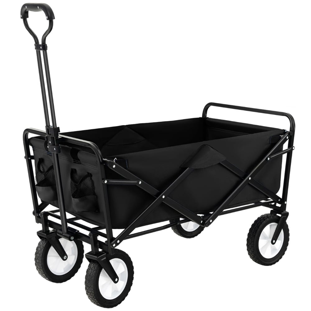 Costway Black Camping Garden Cart with Adjustable Handle Image 1