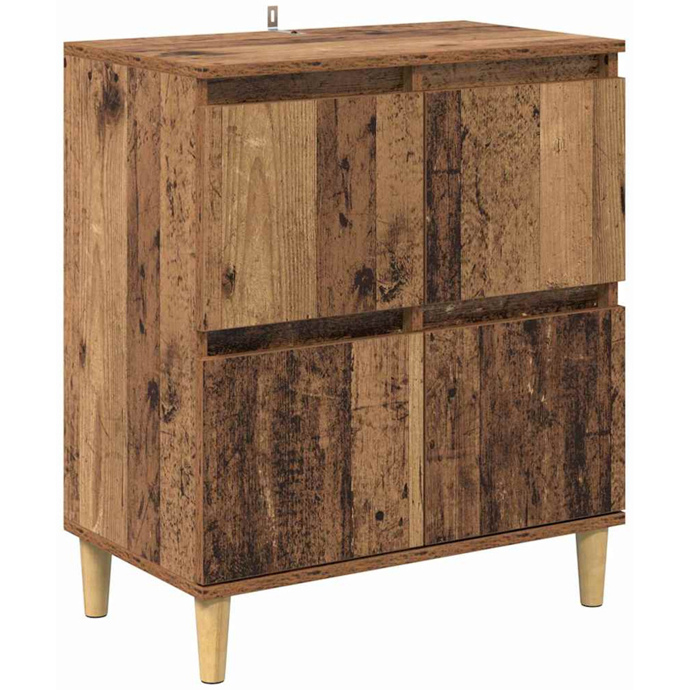 vidaXL 4 Door Old Wood Sideboard with Wooden Legs Set of 2 Image 7