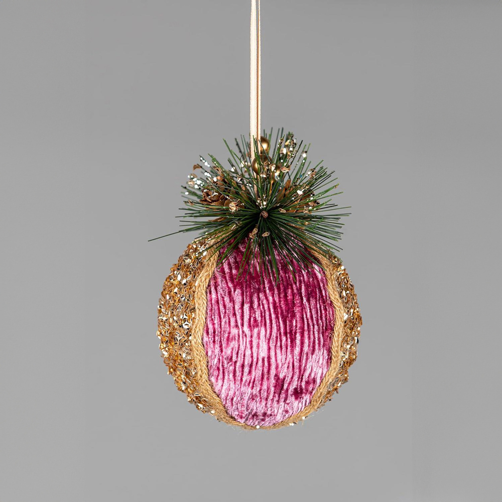 Shatchi Pink Glitter Christmas Bauble 11.5cm Image 2