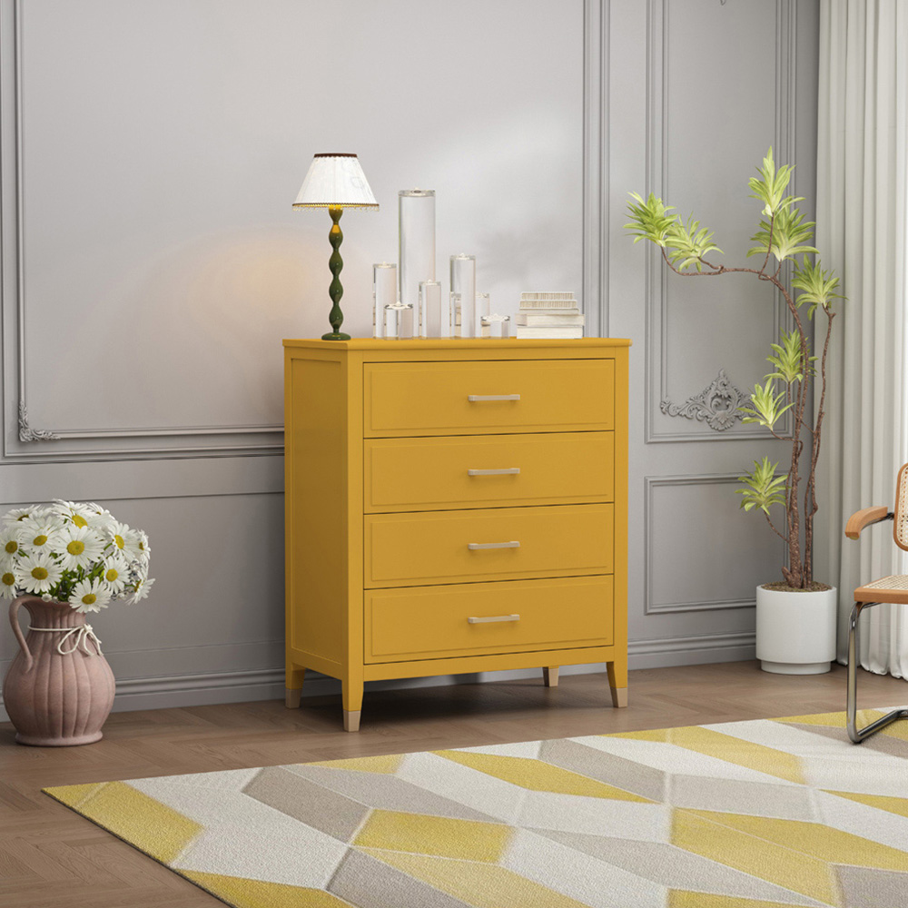 Palazzi 4 Drawer Mustard Chest of Drawers Image 8
