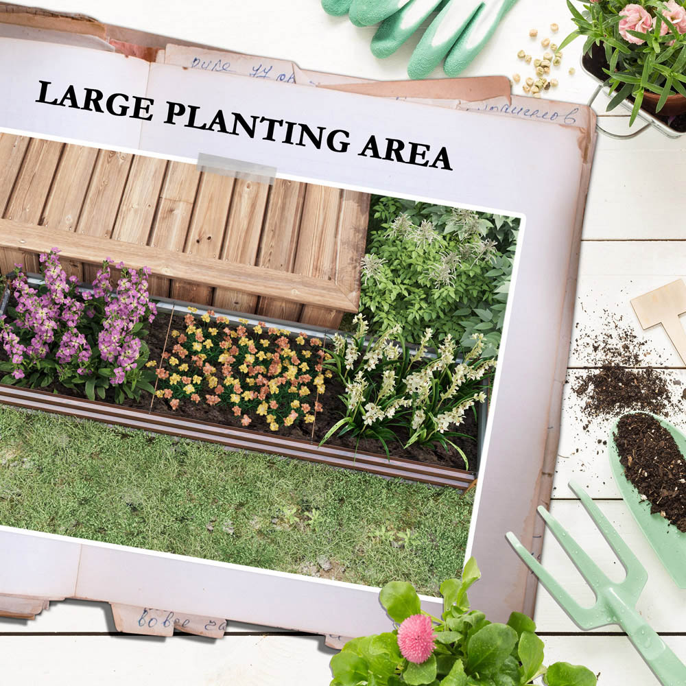 Outsunny Brown Steel Galvanised Raised Garden Bed 30 x 60 x 240cm Image 8