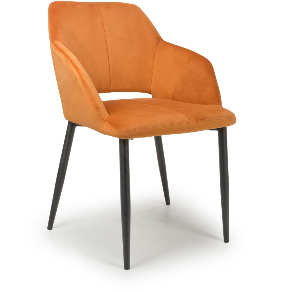 Nero Set of 2 Burnt Orange Brushed Velvet Dining Chair Image 2
