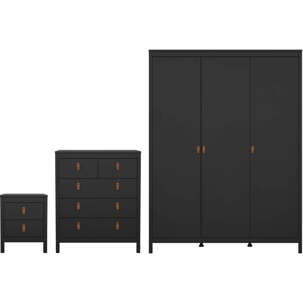 Florence Barcelona Matt Black 3 Piece Bedroom Furniture Set Image 2