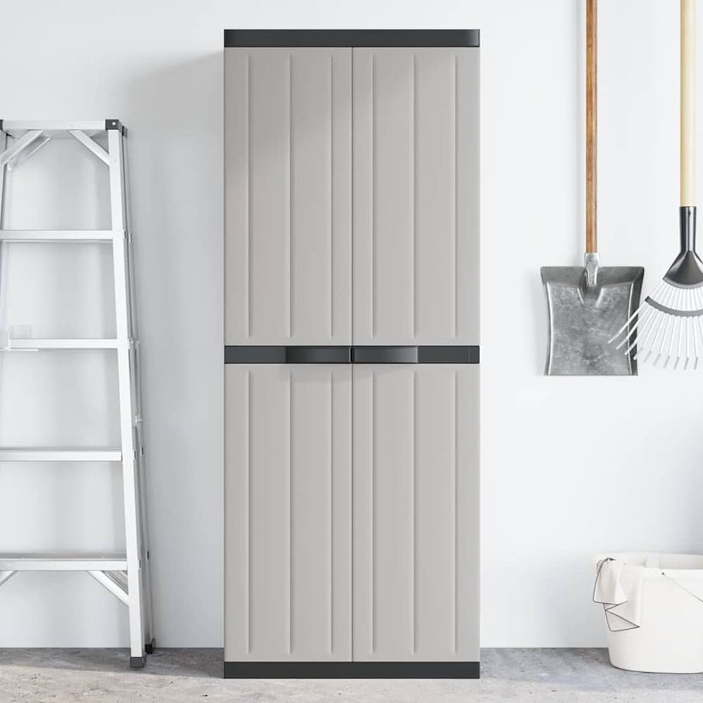 vidaXL Grey and Black Outdoor Storage Cabinet Image 1
