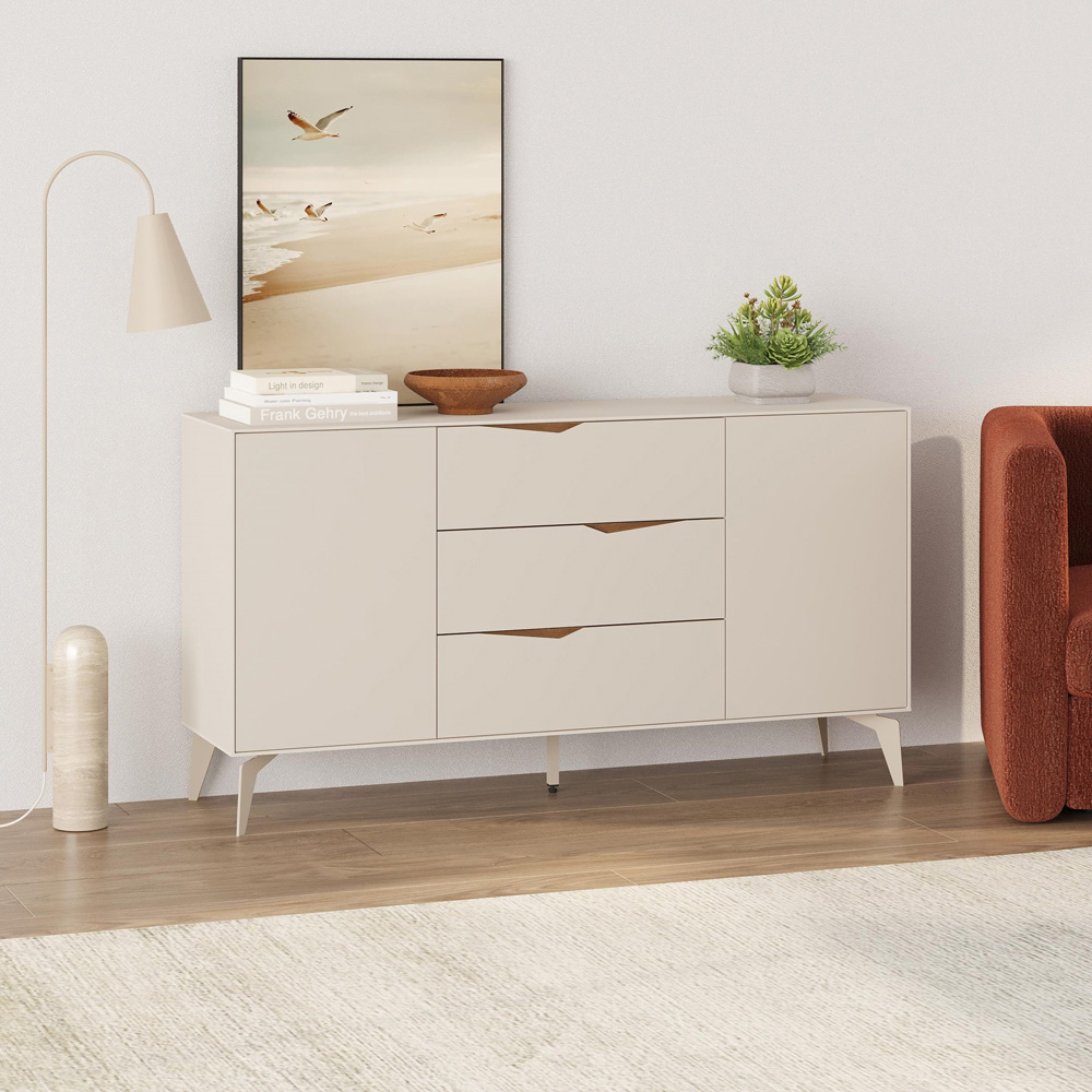 Decortie Jaden 2 Door 3 Drawer Sandstone Console Table Image 5