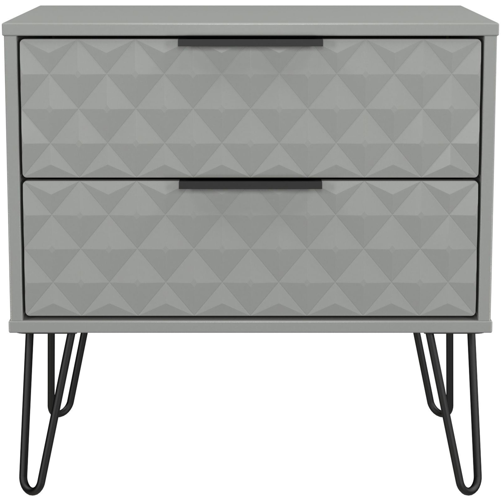 Crowndale Harlequin 2 Drawer Dusk Grey Side Table Ready Assembled Image 3