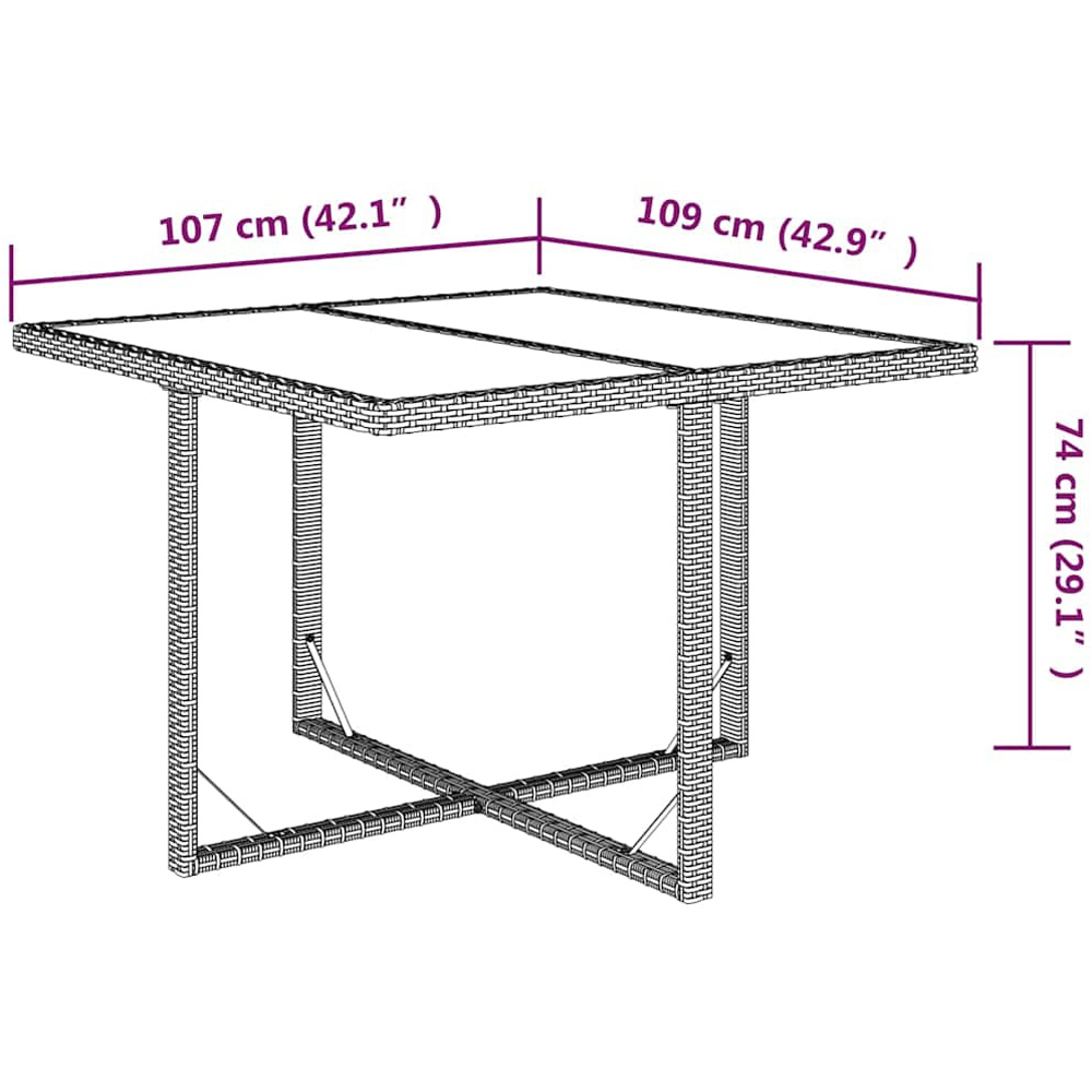 Walplus 2 Seater Brown and Black PE Rattan Garden Table Image 8