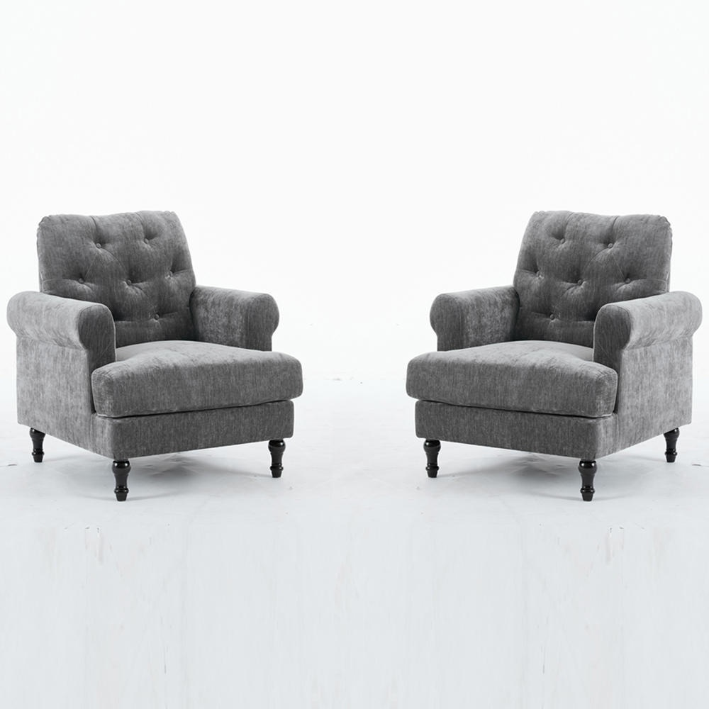 Furniture One 2 Seater Grey Mid Century Sofa Set Image 2