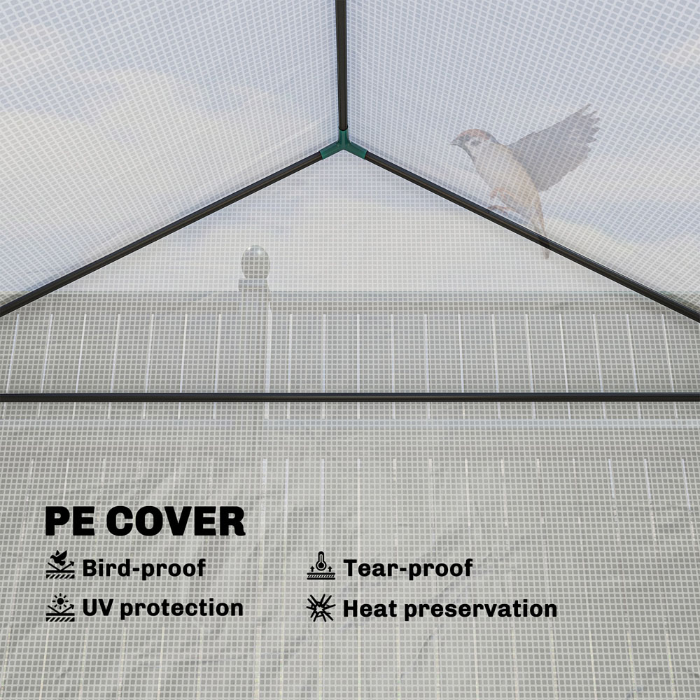 Outsunny White 6.5 x 2.4ft Mini Greenhouse with Roll Up Door Image 6