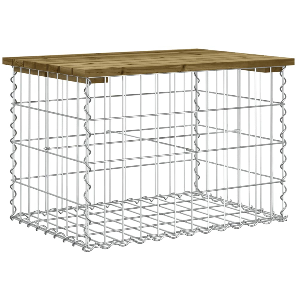 vidaXL Brown Solid Impregnated Pine Wood Gabion Design Garden Bench 63 x 44 x 42cm Image 4