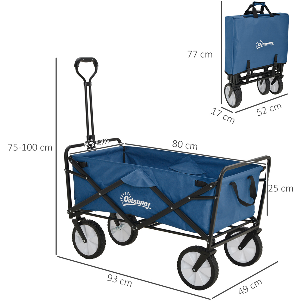 Outsunny Dark Blue Folding Cargo Trolley Cart 68kg Image 7