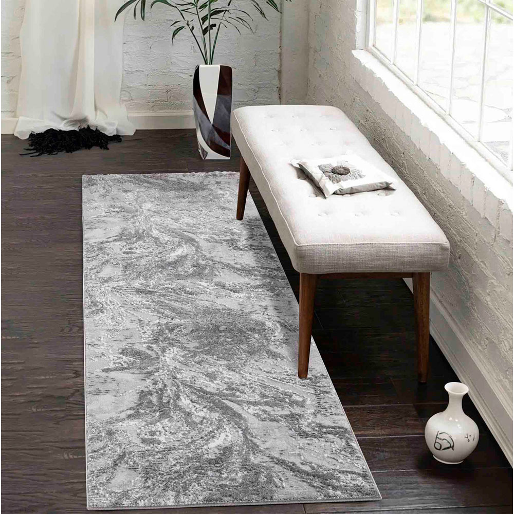 Desire Rugs Serenity Grey Abstract Water Grunge Texture Rug 60 x 220cm Image 2