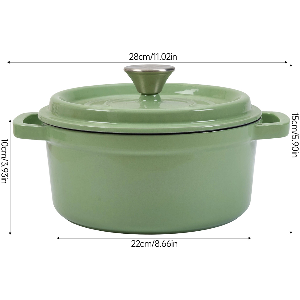 Living and Home 2.8L Matcha Green Enamelled Cast Iron Dutch Oven Image 8