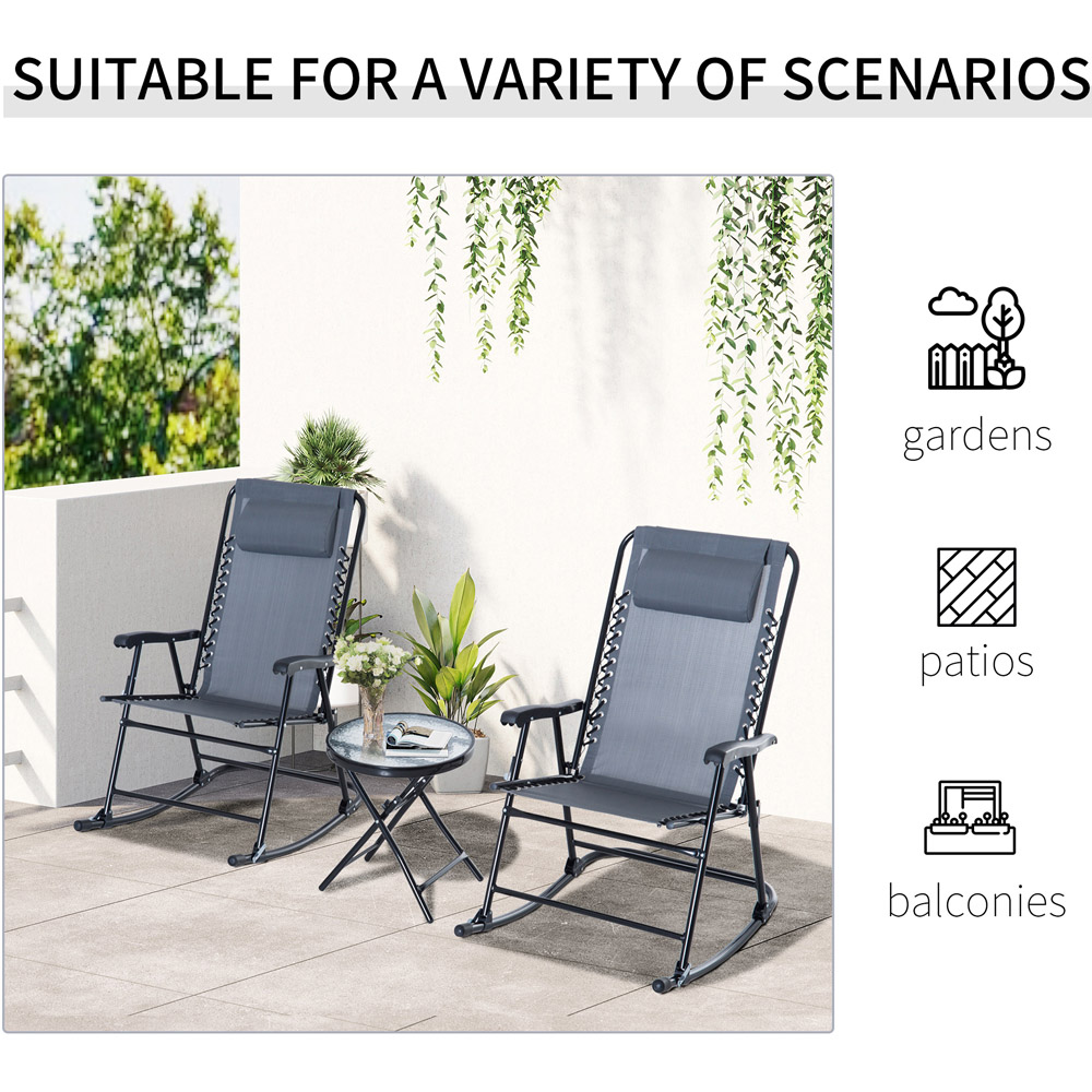 Outsunny 2 Seater Grey Steel Bistro Set Image 5