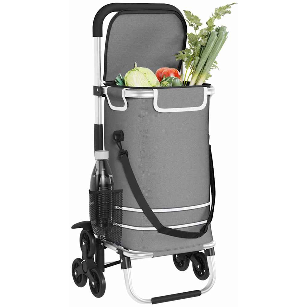 vidaXL 47 x 39 x 100.5cm Grey Foldable Shopping Trolley Image 3