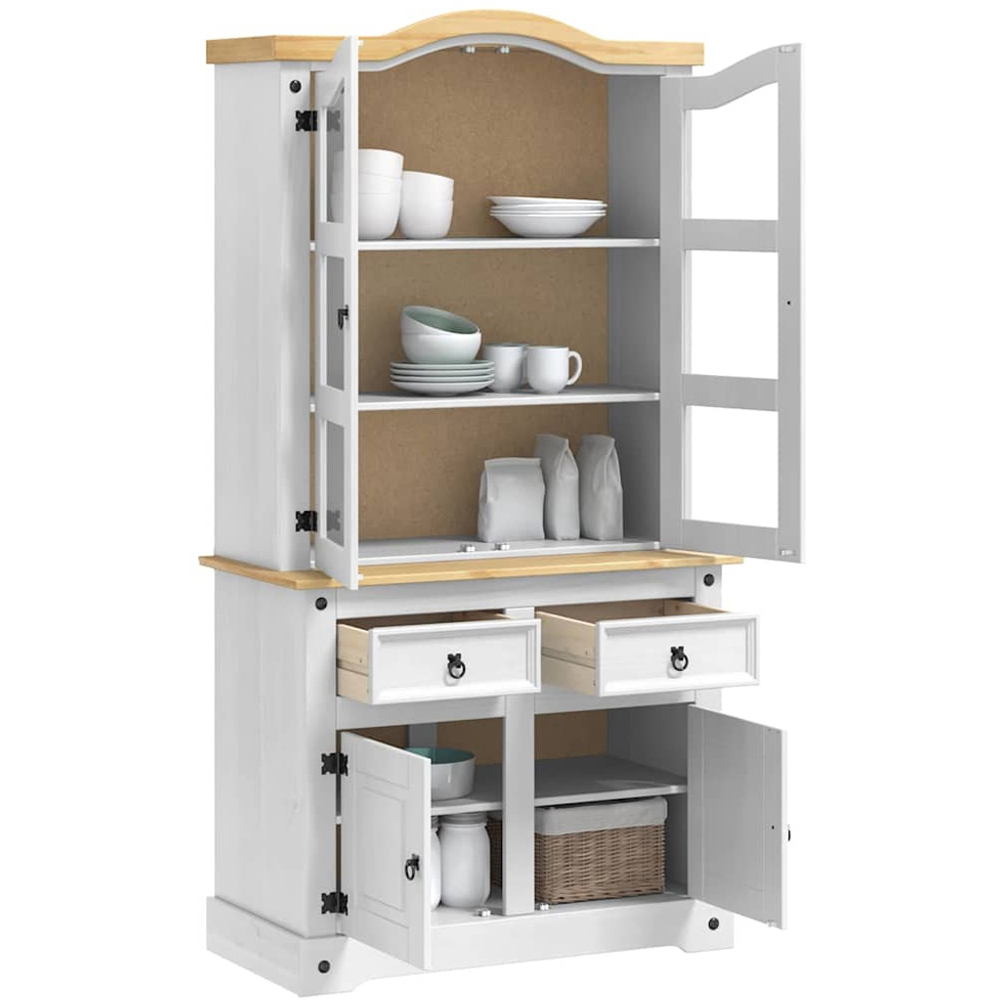 vidaXL 4 Door 2 Drawer Corona White Solid Pine Sideboard Image 3