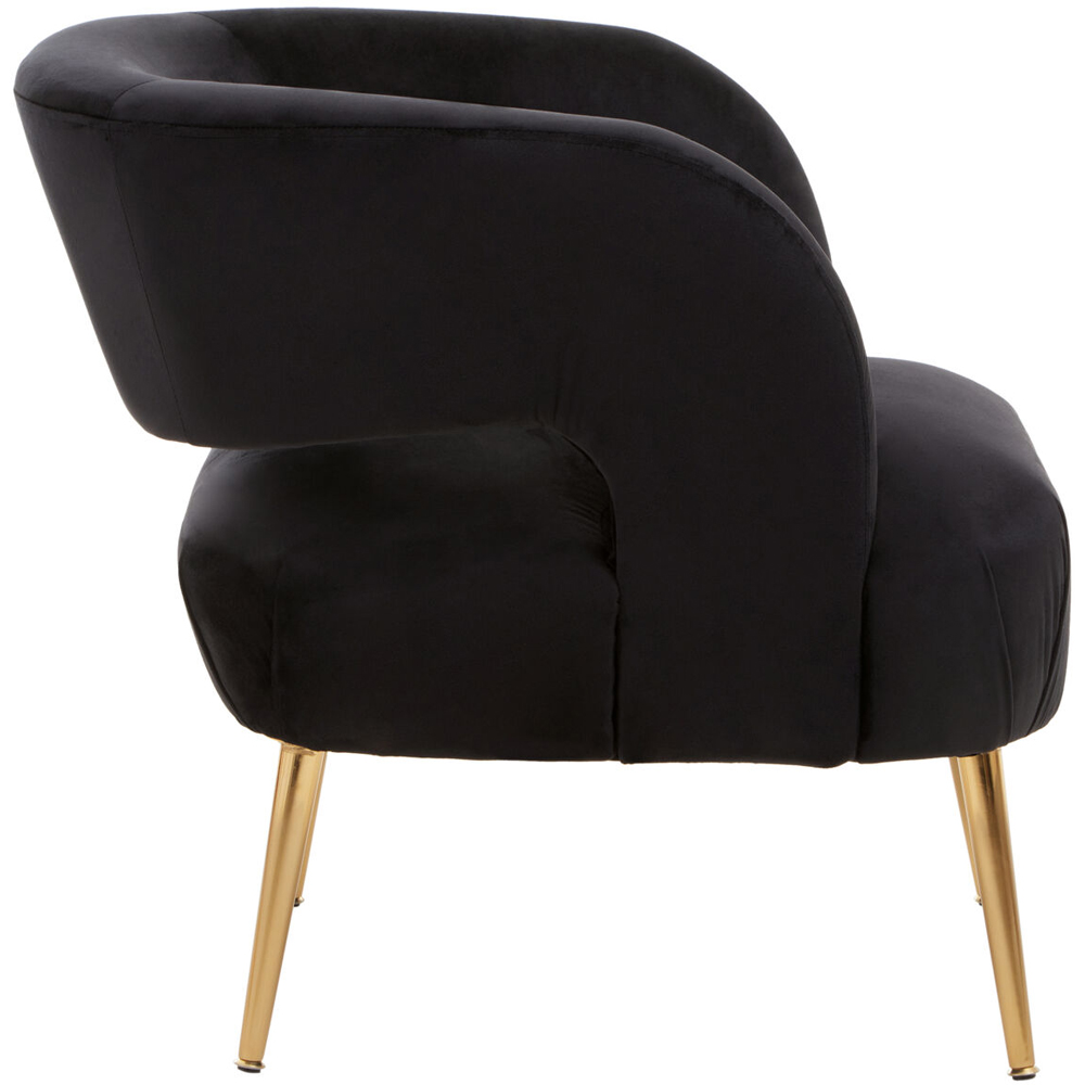 Premier Housewares Larissa Black Velvet Curved Accent Chair Image 3