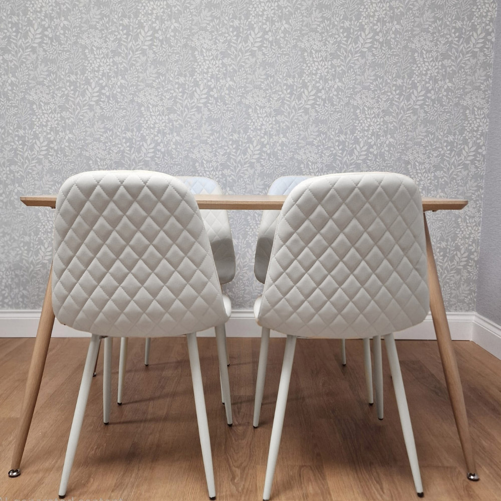 Kosy Koala 4 Seater Faux Leather Wood Dining Set White Image 6