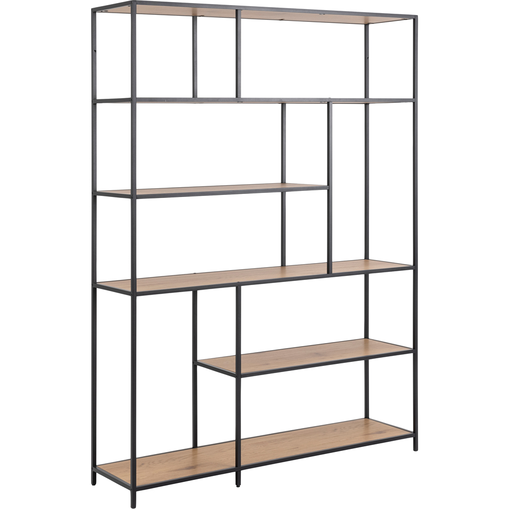 Florence Seaford 5 Shelf Black and Oak Bookcase Image 2