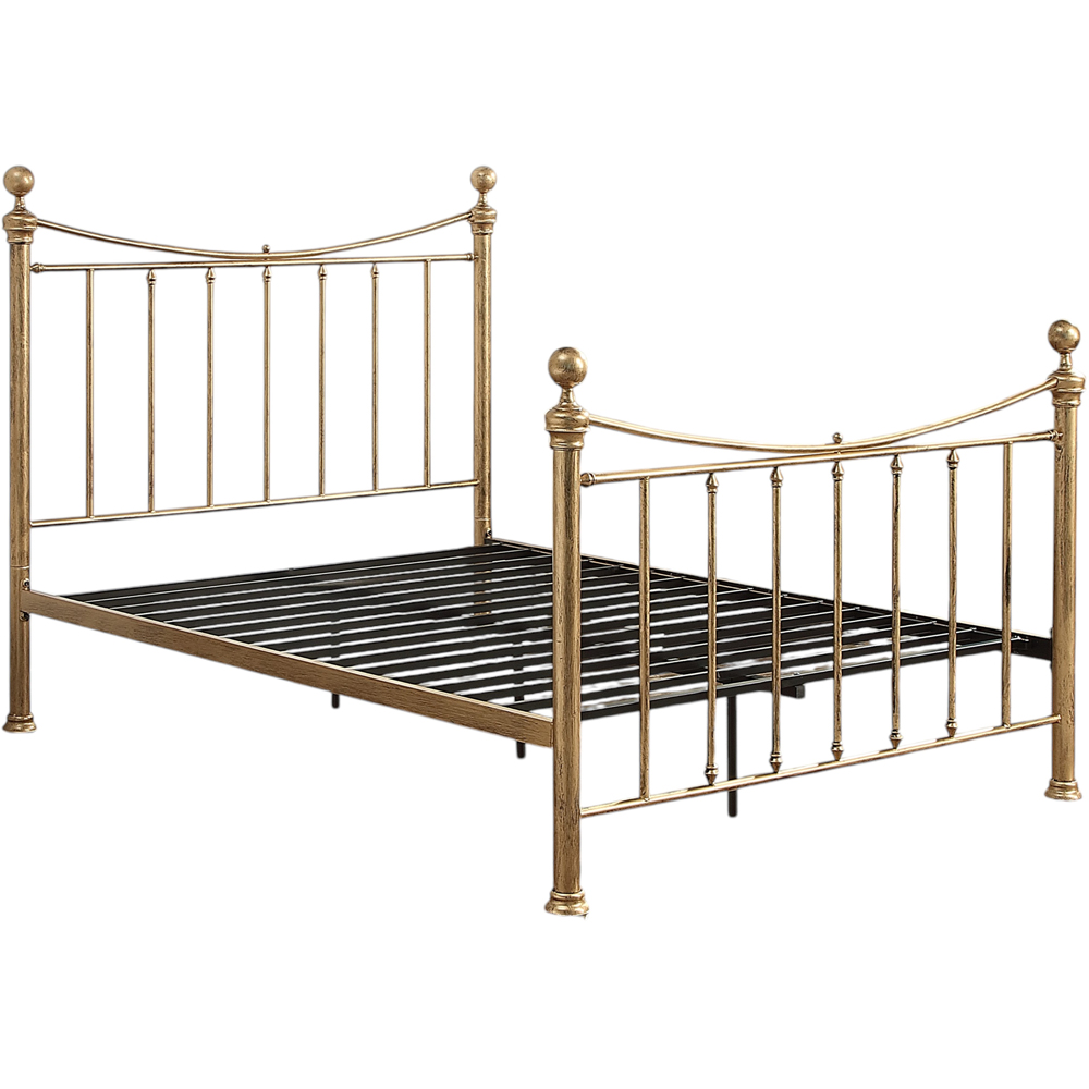 OAT Home Hampstead Small Double Antique Brass Effect Metal Bed Image 2