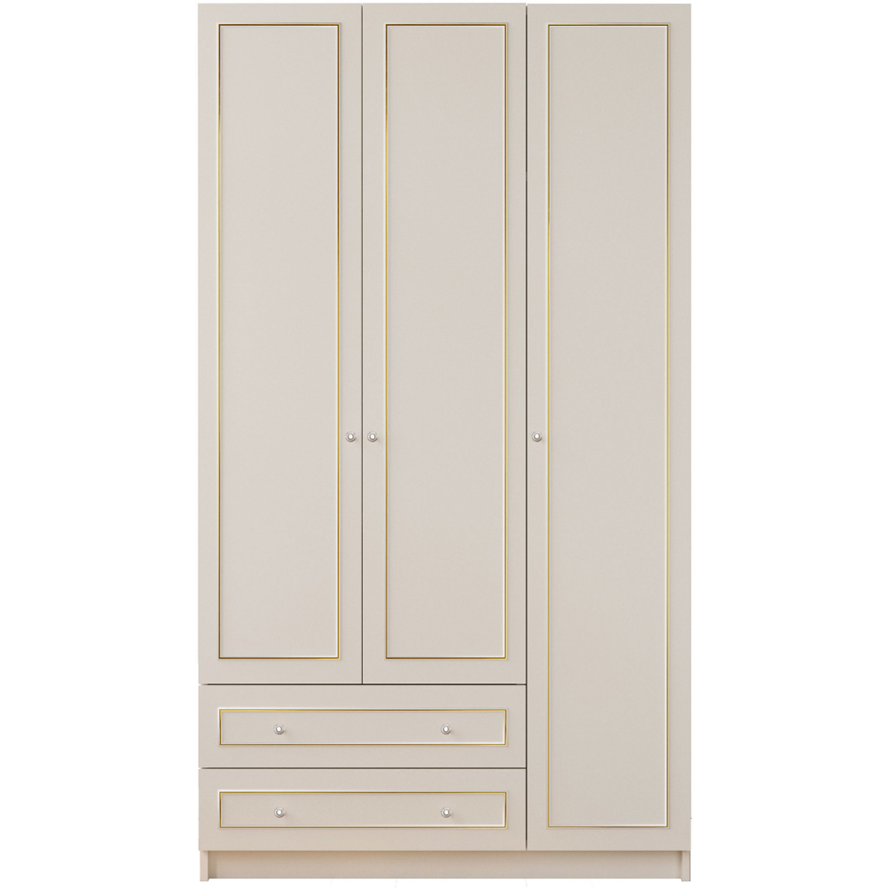 Evu MARIE 3 Door 2 Drawer Gold and White XL Wardrobe Image 3