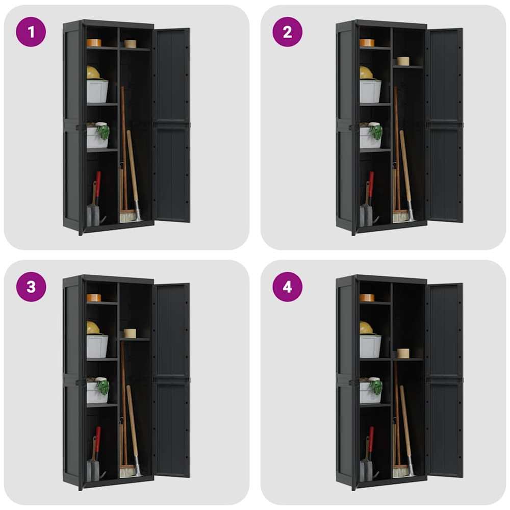 vidaXL 2 Door Black Outdoor Storage Cabinet Image 6
