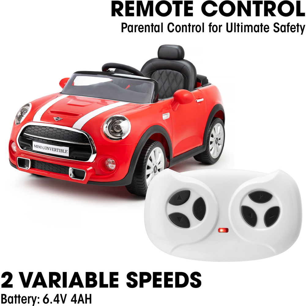 Xootz Red Kids Mini Cooper Convertible Ride-On Car Image 4