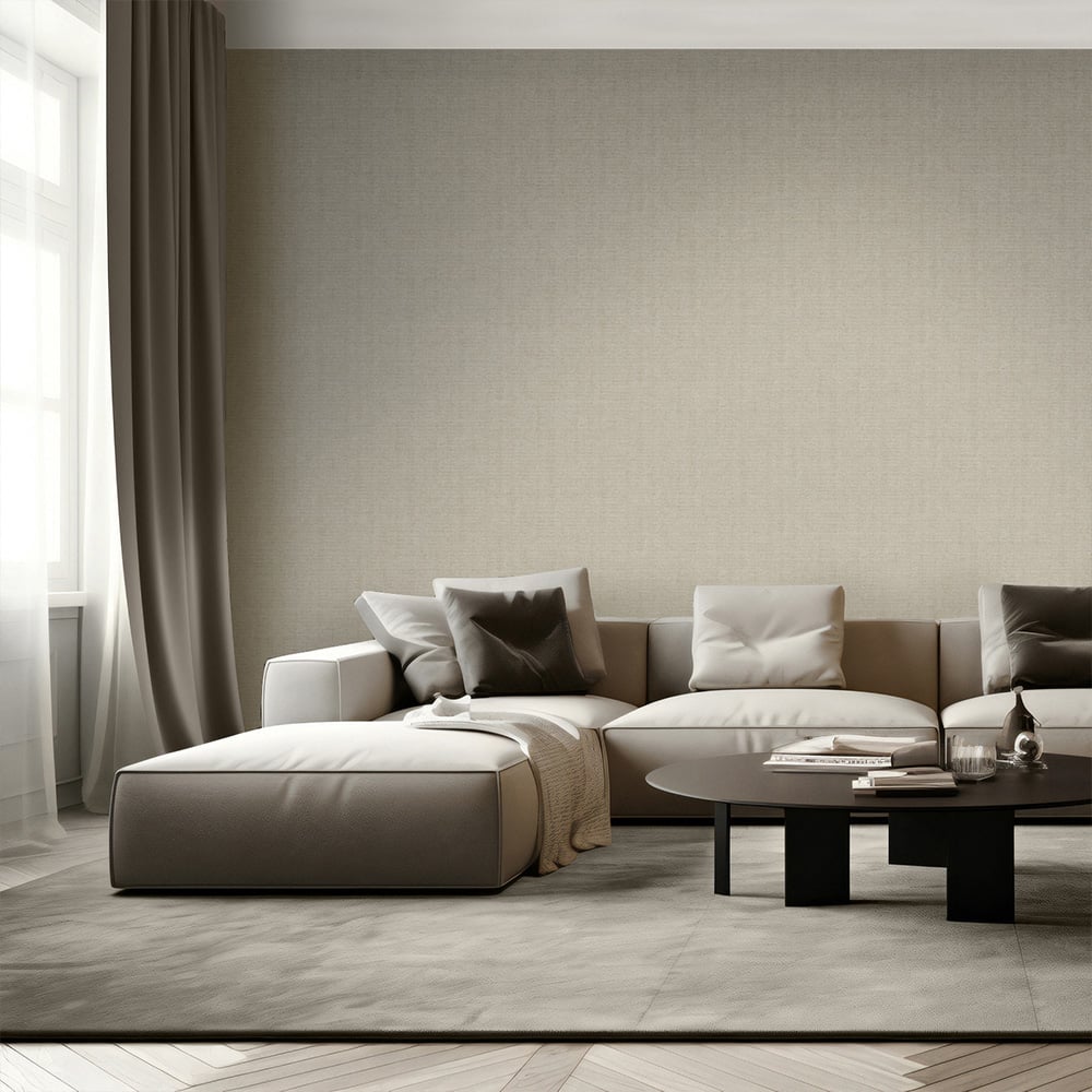 Muriva Venezia Fabric Texture Taupe Wallpaper Image 4