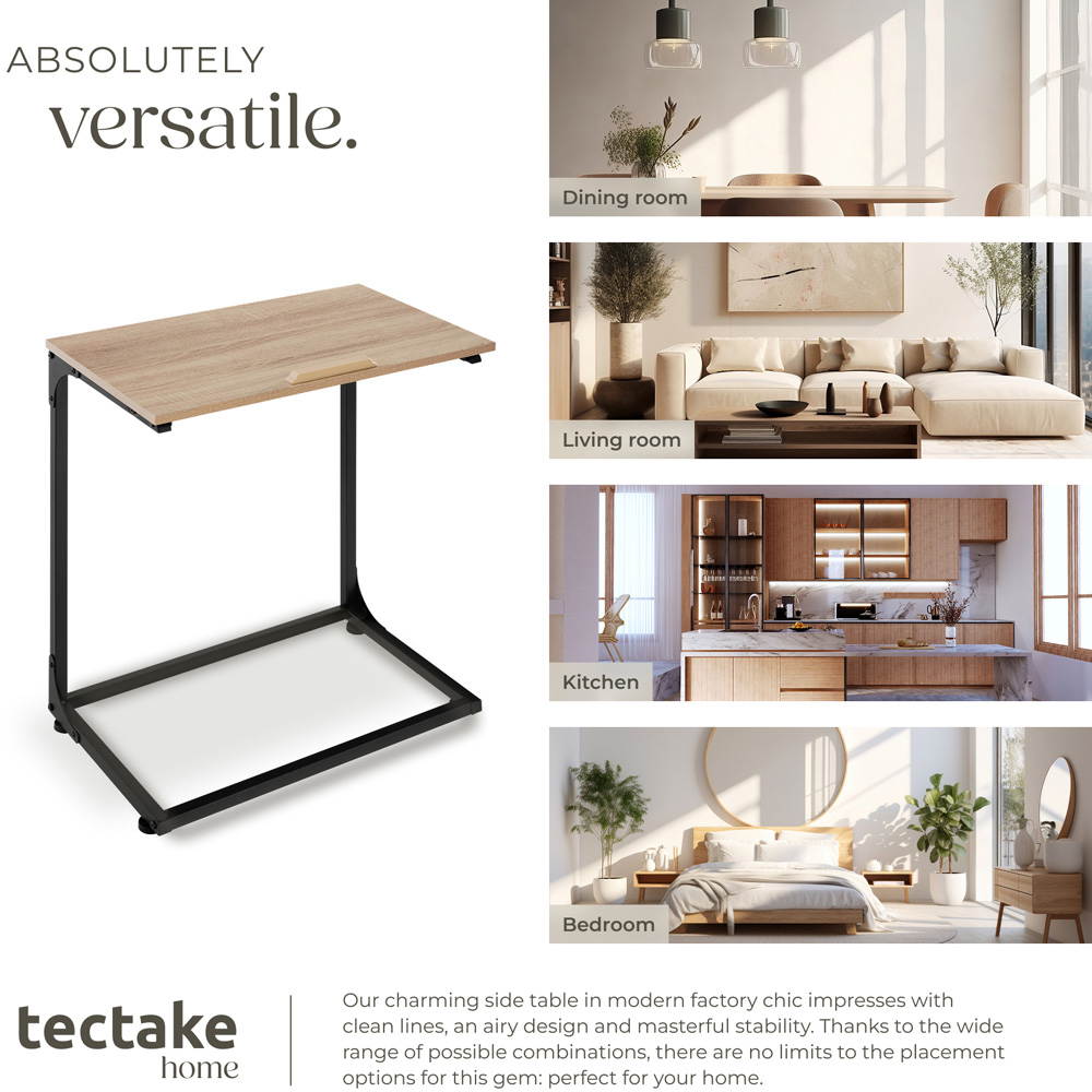 Tectake Ruston C-Shape Sonoma Oak Bedside Table with Tilting Top Image 7