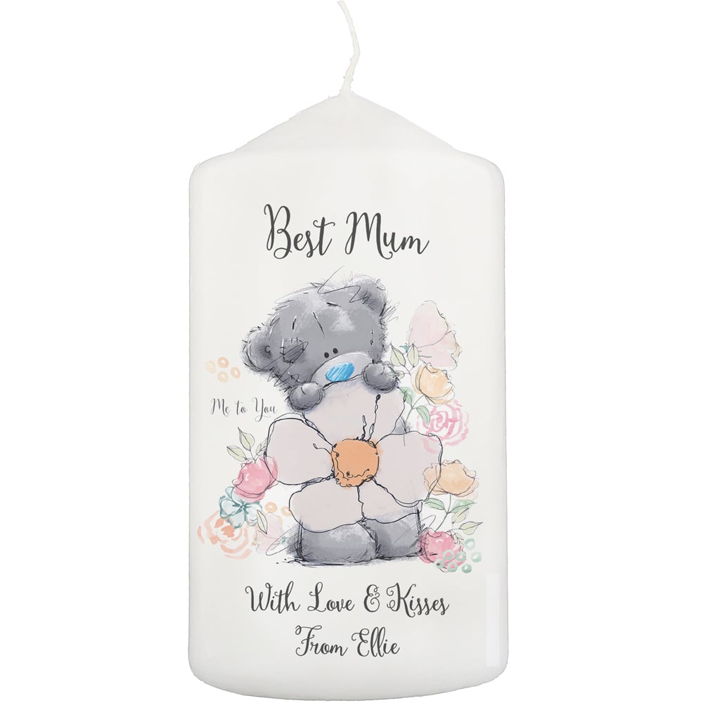 Personalised Memento Personalised Me to You Floral Pillar Candle Image 1