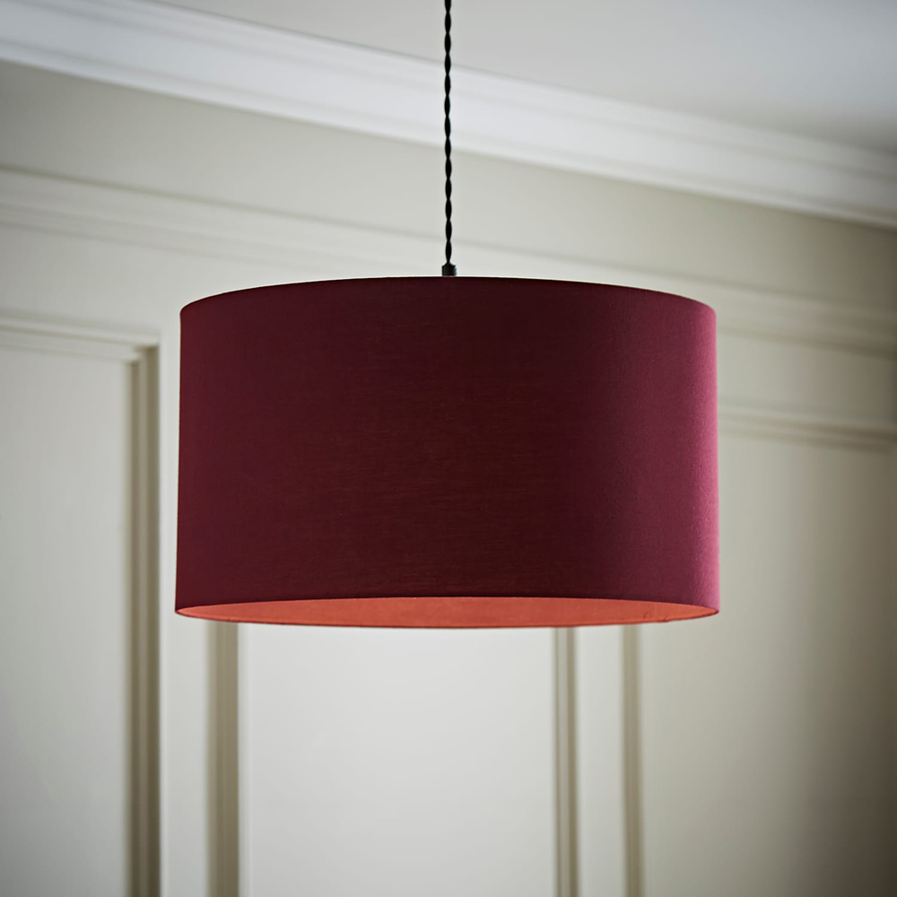 ValueLights Reni Plum Fabric Large Drum Ceiling Lamp Shade Image 2