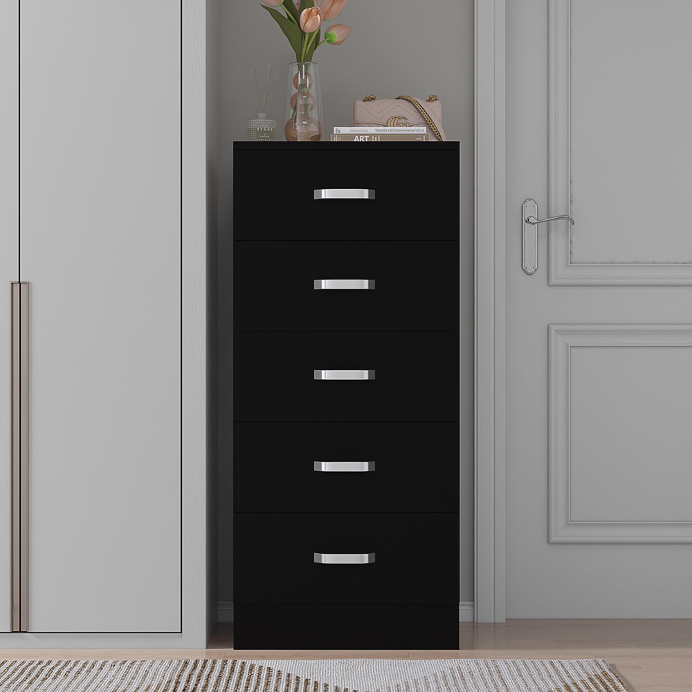 FWStyle Tunis Matt Black 5 Drawer Slim Chest Image 5
