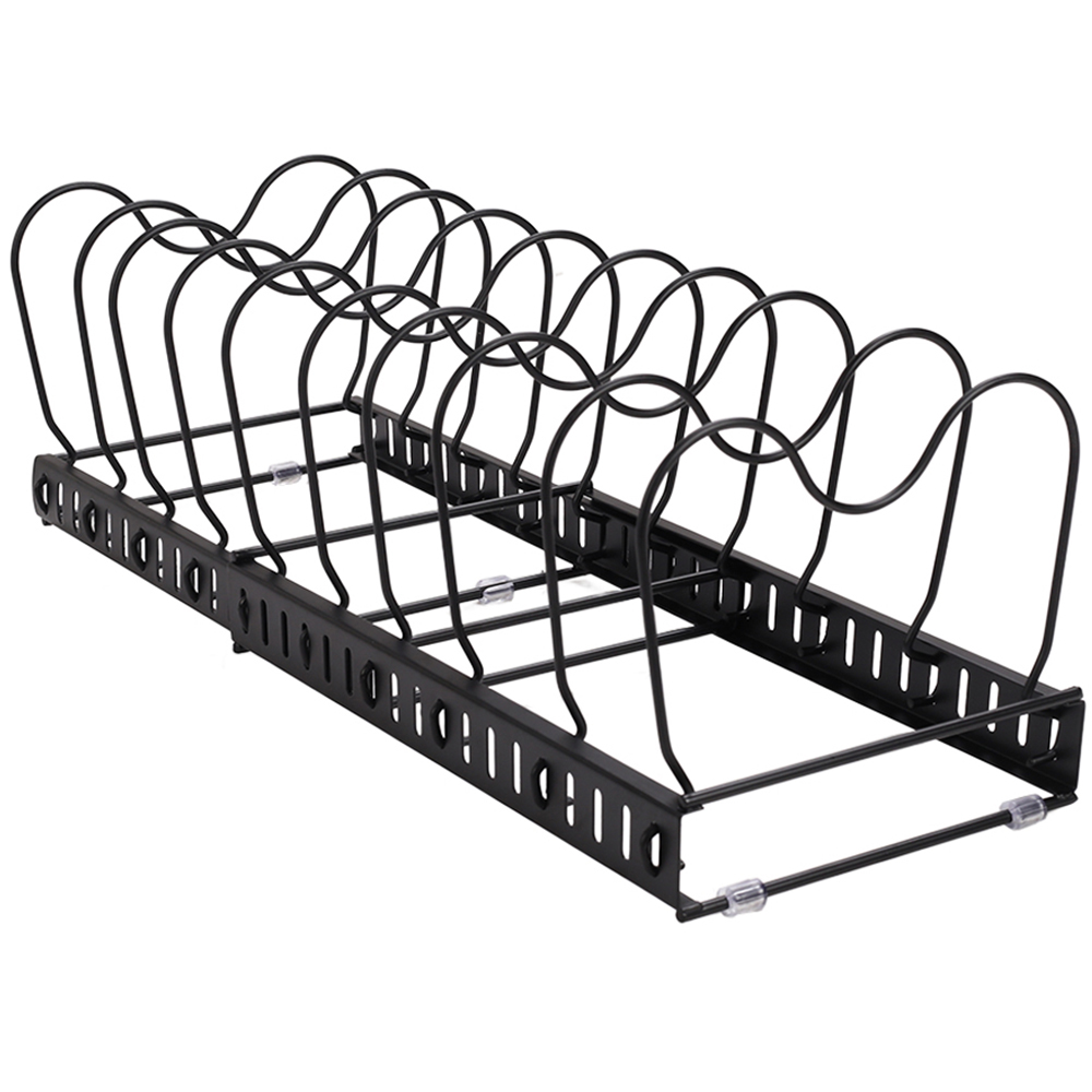 Living and Home Expandable Pot Pan Lid Rack with 10 Dividers Image 1
