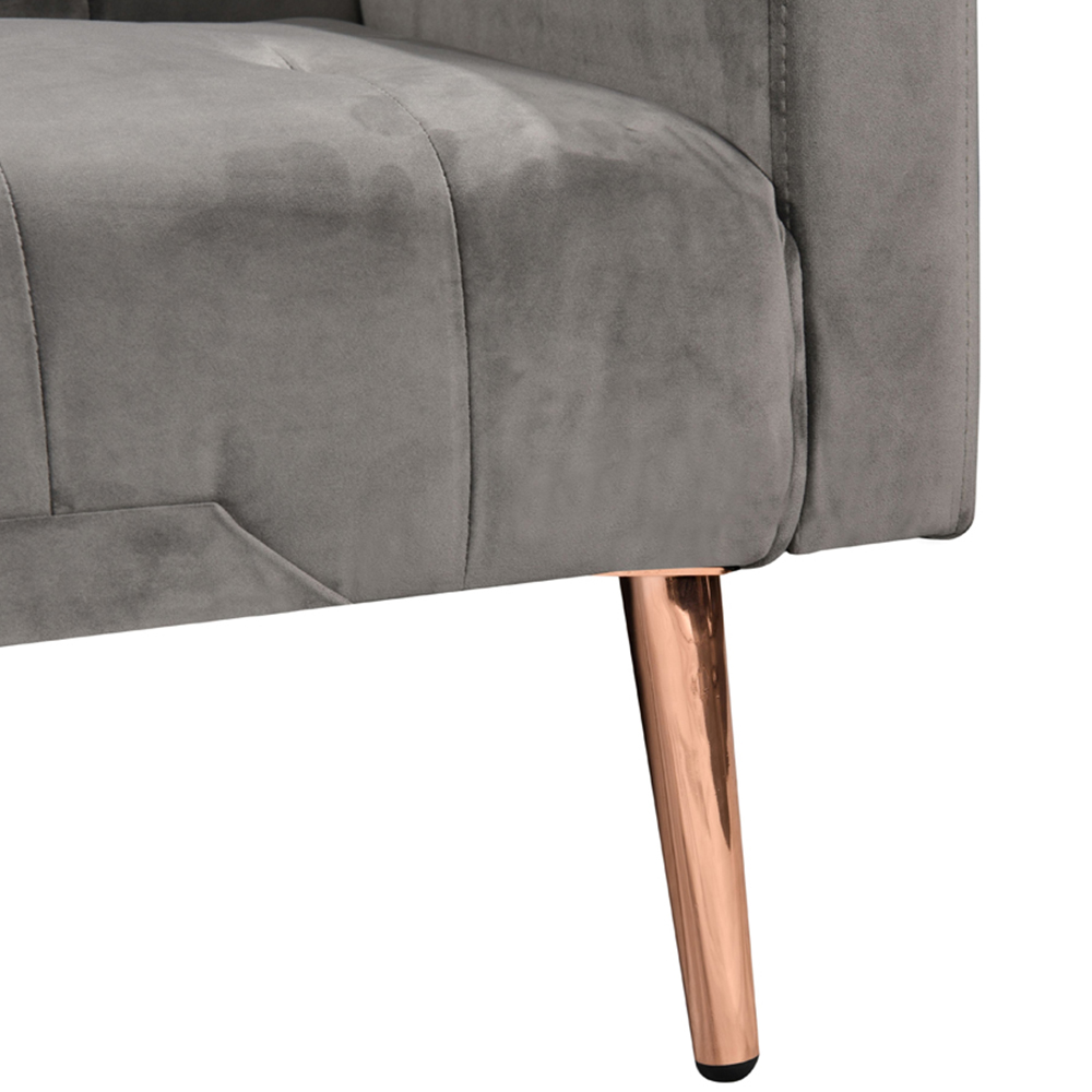 Comfy Living 3 Seater Grey and Gold Plush Velvet Sofa Bed Image 5