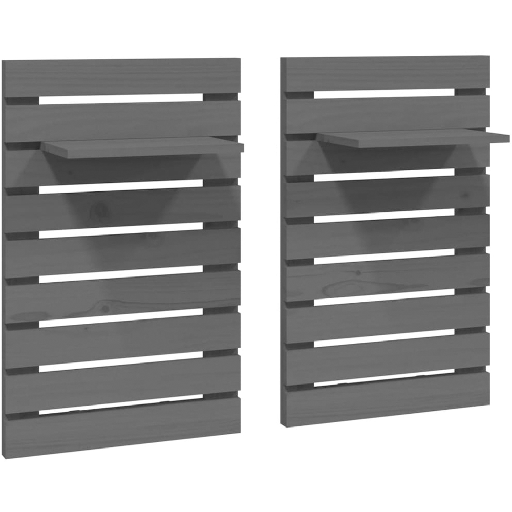 vidaXL Grey Adjustable Wall-Mounted Bedside Shelf Set of 2 Image 1
