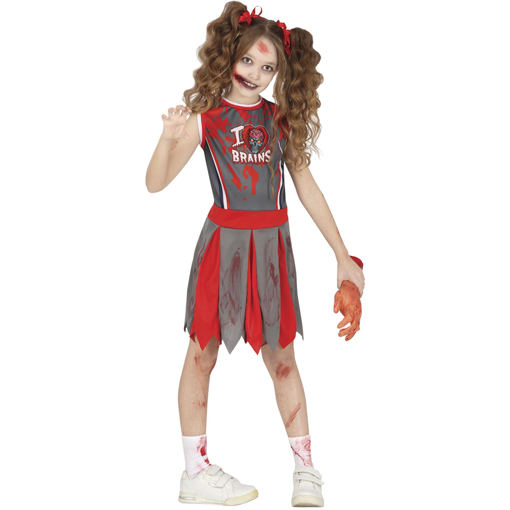 Fiestas Guirca Zombie Cheerleader Grey and Red Halloween Costume 7 to 9 Years Image 1