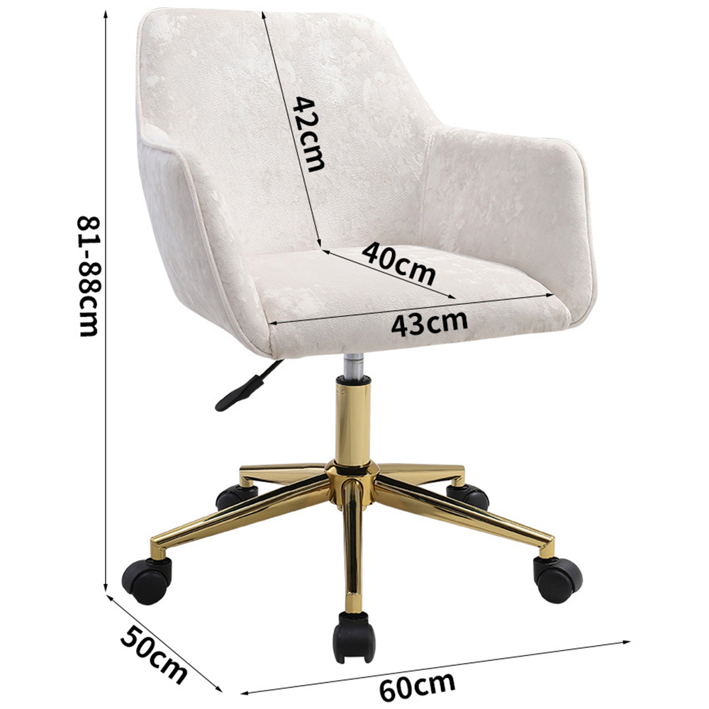 Living and Home Velvet Home Office Swivel Task Chair with Flared Arms Image 9