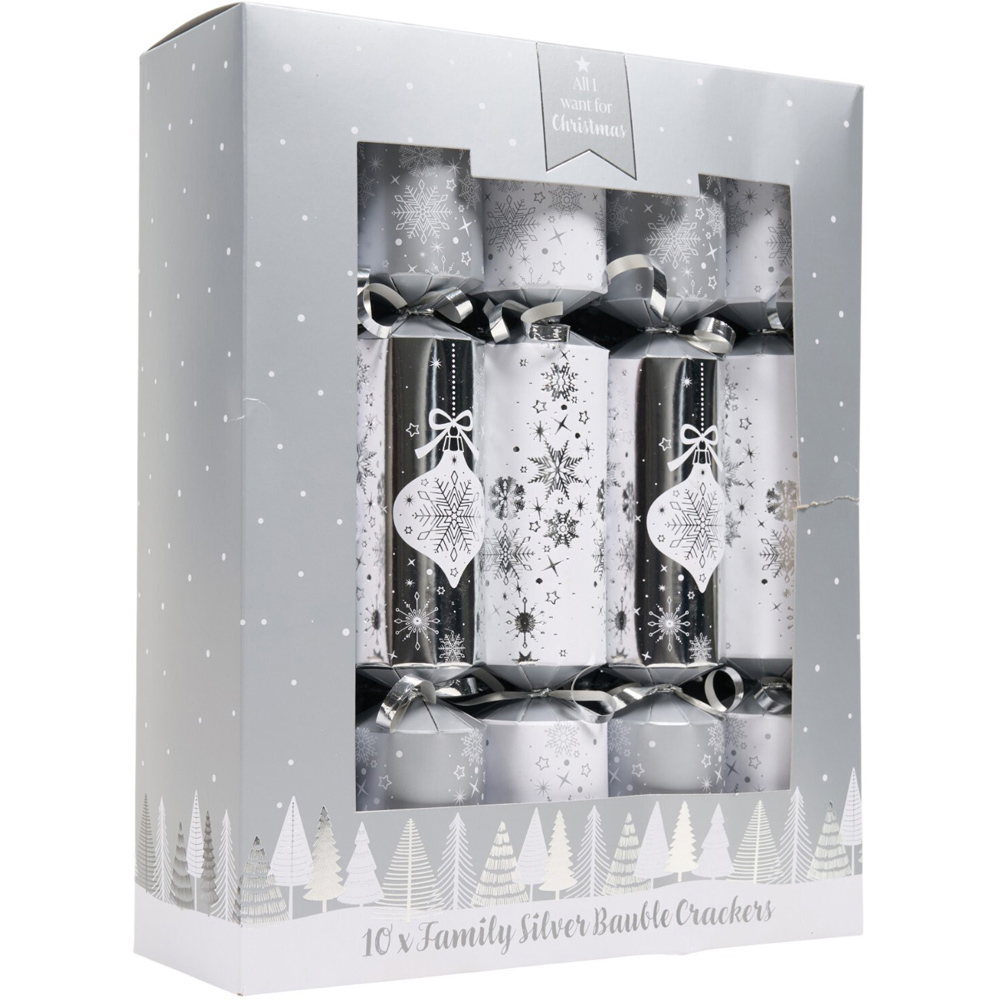 Pack of 10 Family Silver Bauble Crackers Image 2