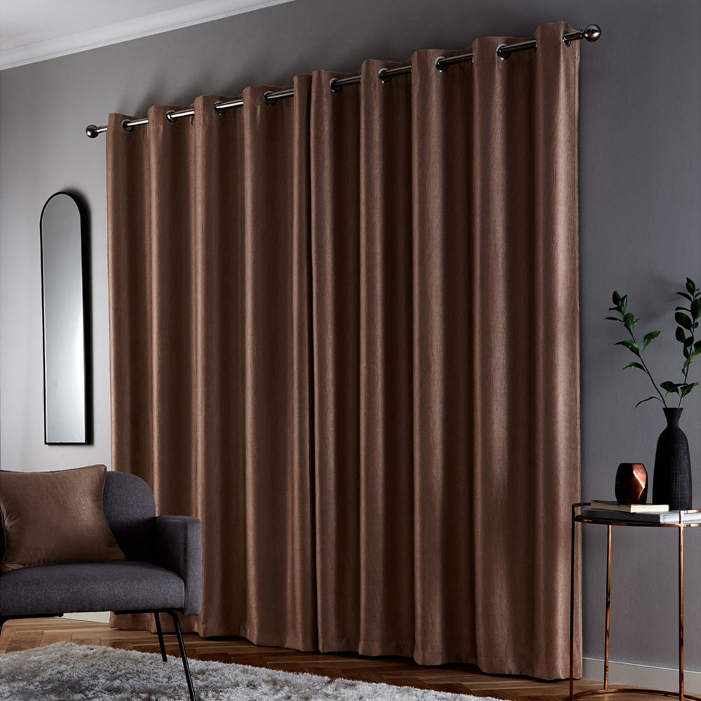 Enhanced Living Goodwood Bronze Embossed Wave Thermal Eyelet Curtain 117 x 183cm Image 4